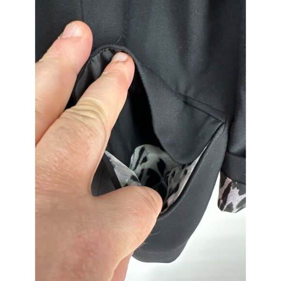 Christopher & Banks Open Front Blazer Animal Print Lining & Roll-Tab Cuffs Sz L - Picture 5 of 12